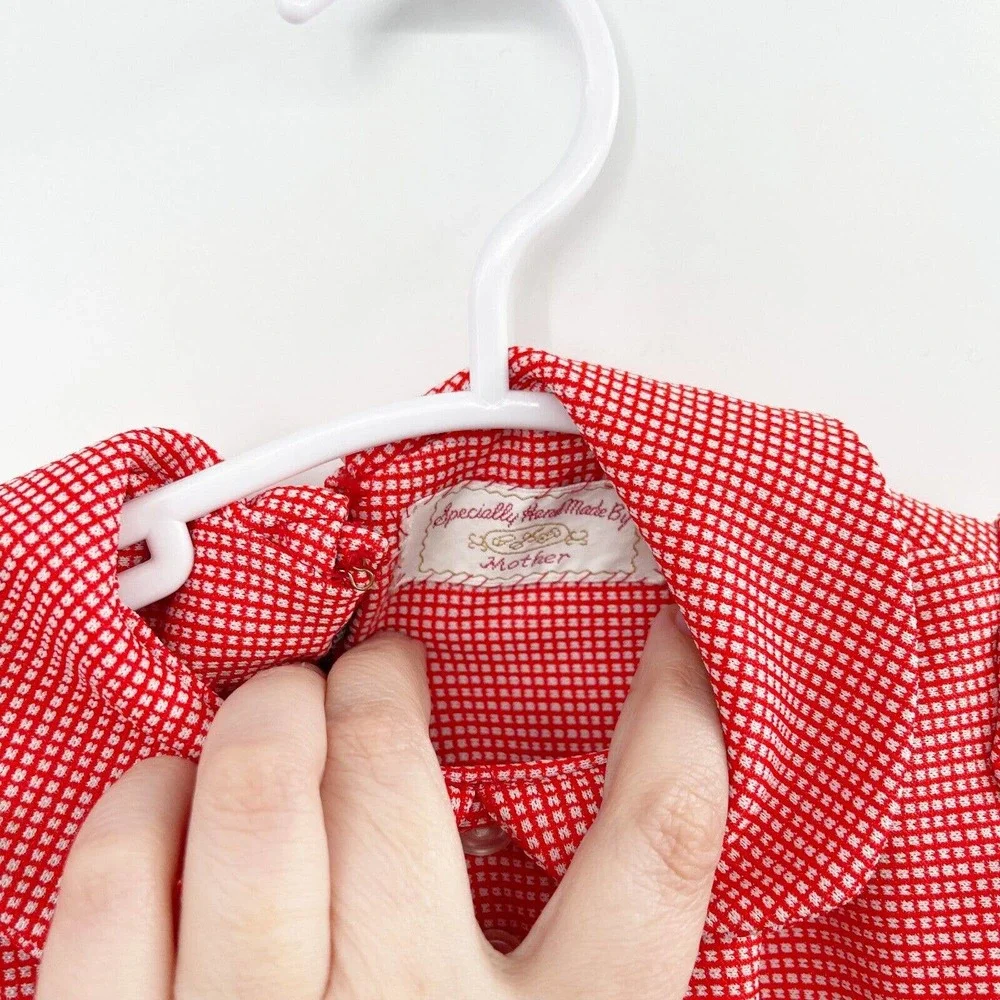 Handmade Vintage 50s 60s Peter Pan Collar Dress Red‎ Size 2T Short Sleeve Zip
